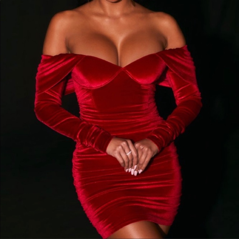 Red velvet dress